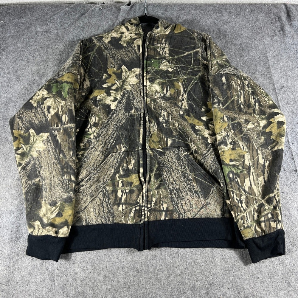 VINTAGE Southwest Hoodie Mens 2XL Camo Real Tree Full Zip Waffle Thermal Hunting